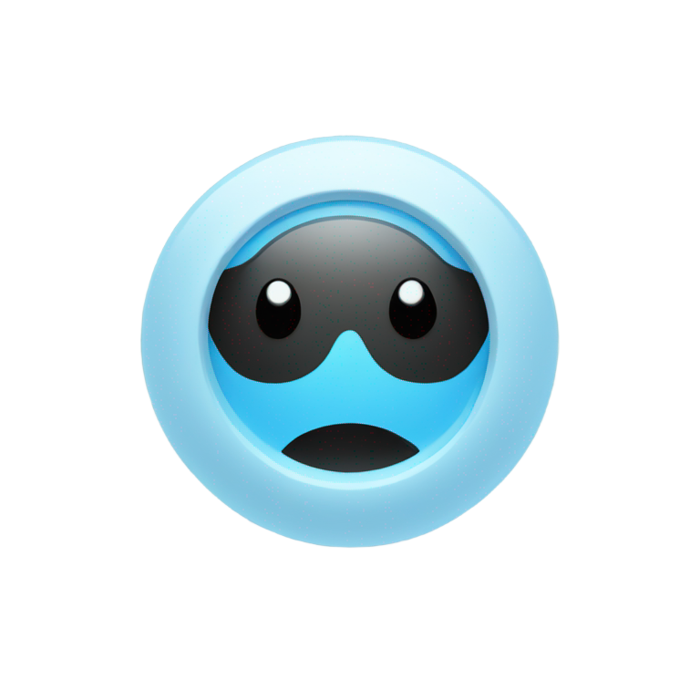 genmoji : Un cercle noir avec un centre bleu clair.