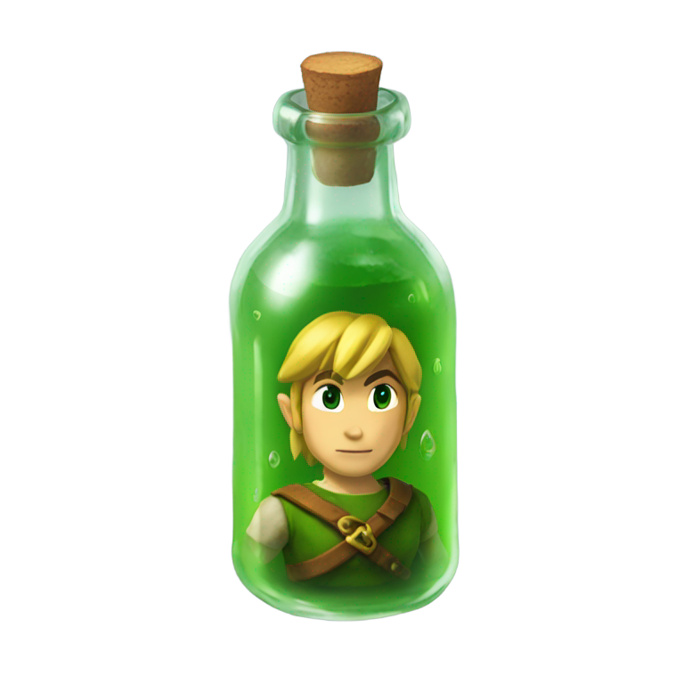 genmoji: Link from zelda in a bottle