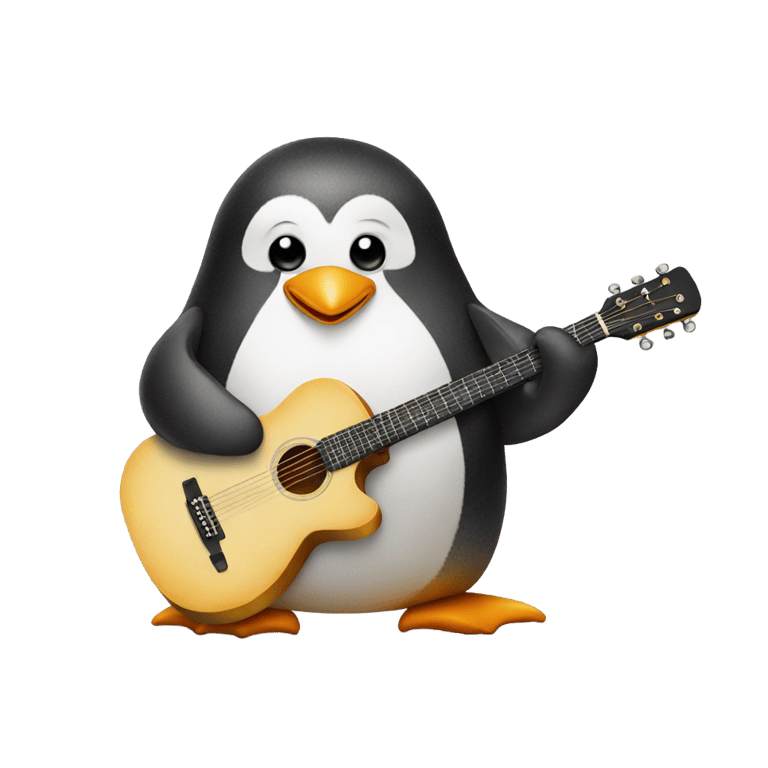 genmoji：A penguin playing guitar