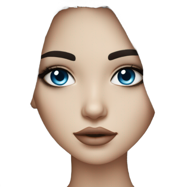 genmoji：叙利亚女孩，白皙皮肤，黑色浓密长发，蓝眼睛，浓妆，反时尚多层次服装