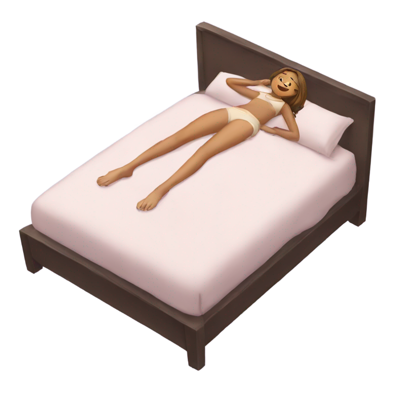 genmoji : Une fille les jambes écartées sur le lit