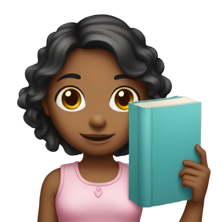 genmoji：A cute girl holding book