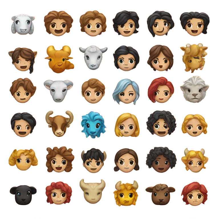 genmoji : Bélier, Taureau, Gémeaux, Cancer, Lion, Vierge, Balance, Scorpion, Sagittaire, Capricorne, Verseau, Poissons