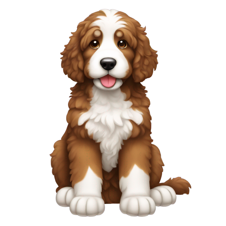genmoji : Faites asseoir un bernedoodle.