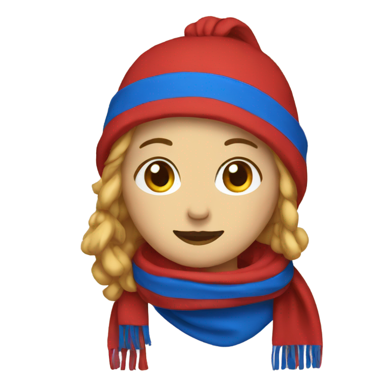 genmoji : Un Genmoji avec une écharpe rouge et bleue