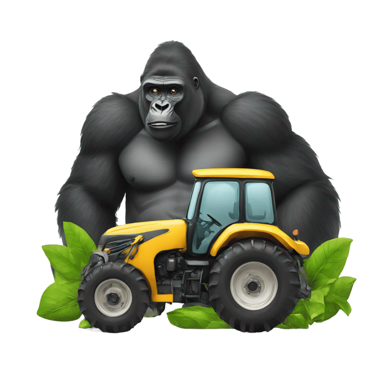genmoji：Gorilla and a tractor
