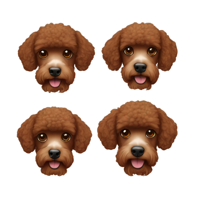 genmoji：两只小贵宾犬的脸，一只红棕色，一只巧克力色