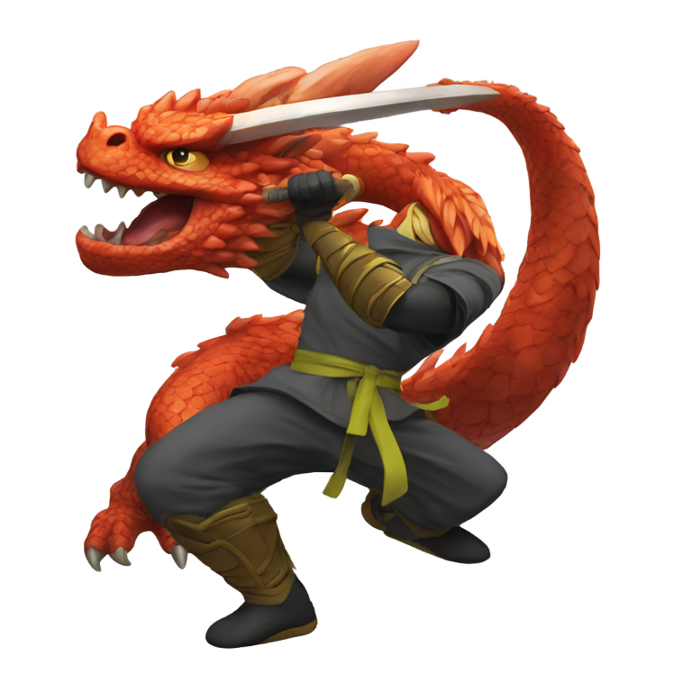 genmoji : Ninja combattant dragon