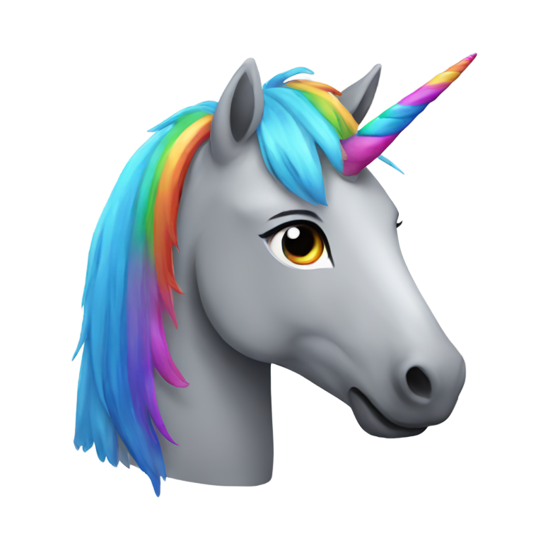 絵文字：Gray words "Unicorn with rainbow"