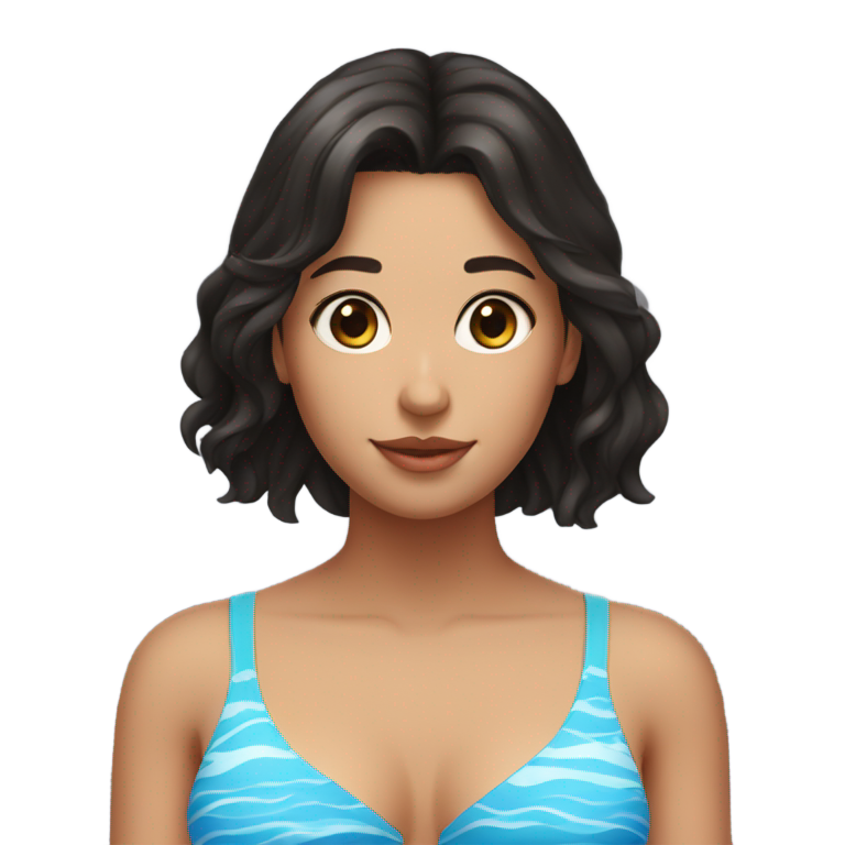 genmoji：一个黑色直发女孩和一个棕色卷发女孩穿着泳衣
