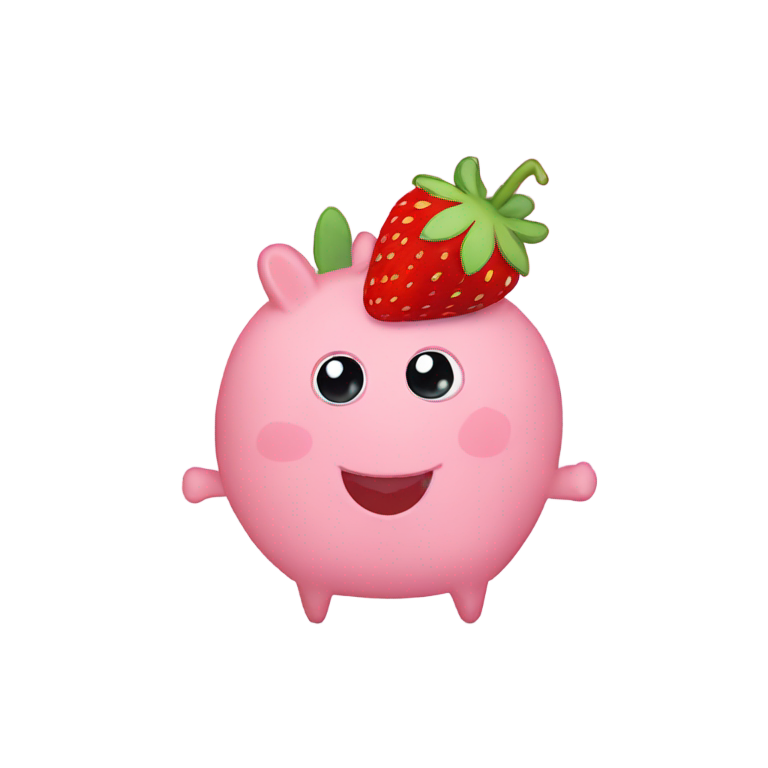 genmoji：草莓佩奇猪，抱着你