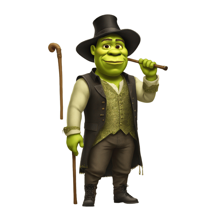 絵文字：shrek in pimp outfit with cane