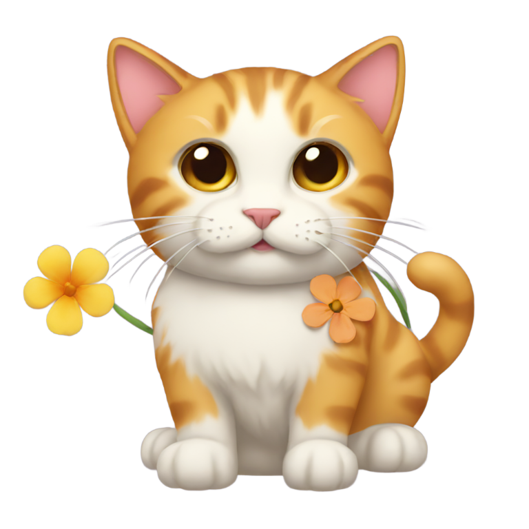 genmoji : Une fleur avec un chat dessus