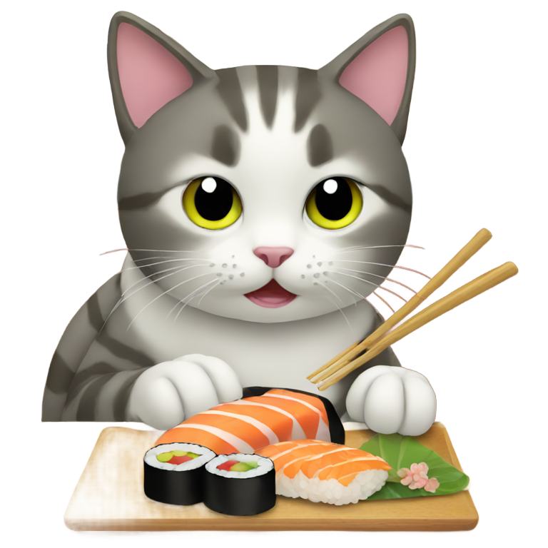 genmoji : Chat mangeant des sushis
