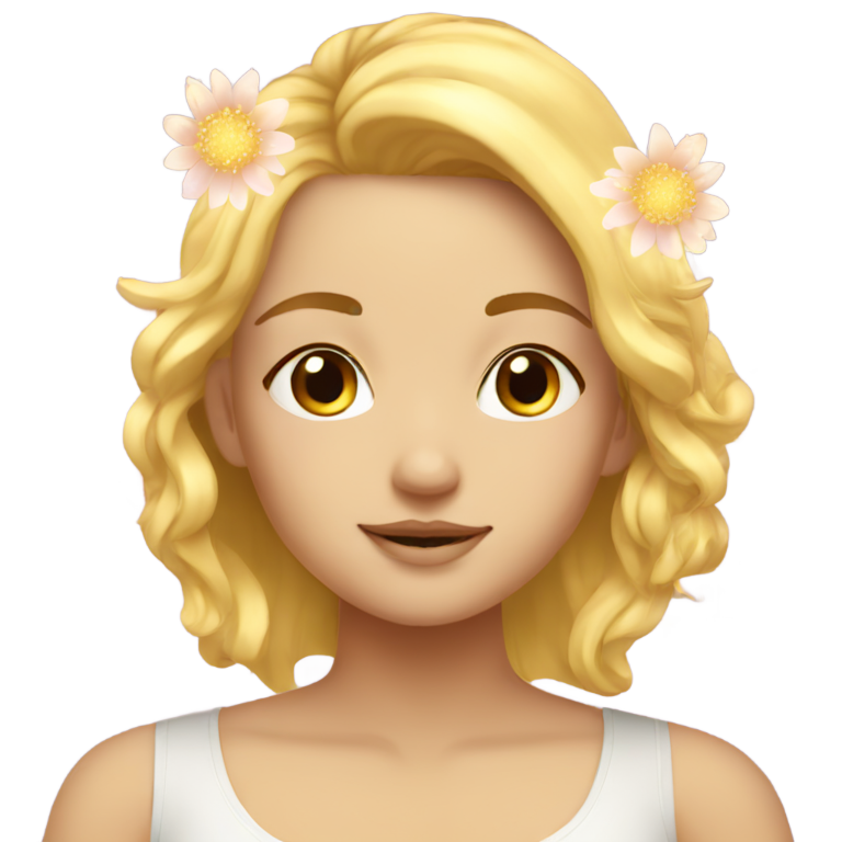 genmoji：花朵金发女孩闪耀冥想