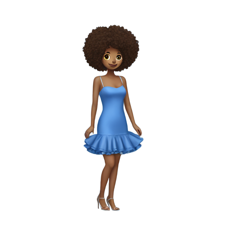 genmoji : Robe mini bleue avec bretelles spaghetti et ourlet froncé