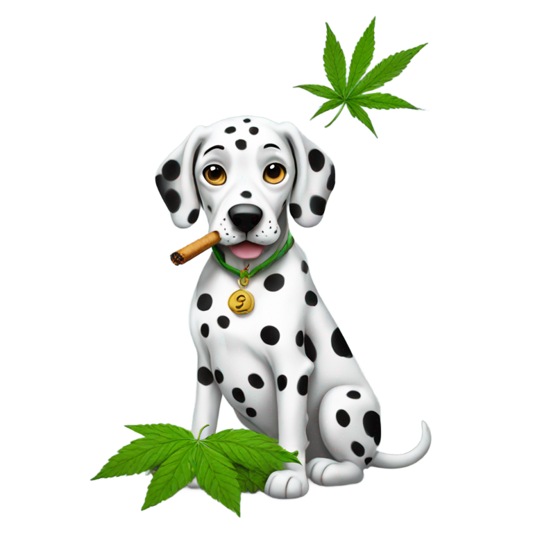 genmoji：吸大麻的达尔马提亚犬