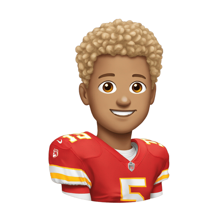 genmoji : Boy with blonde hair next to Patrick mahomes