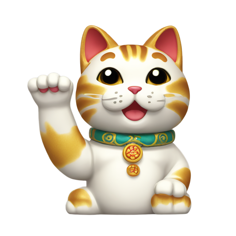 genmoji: waving maneki neko cat