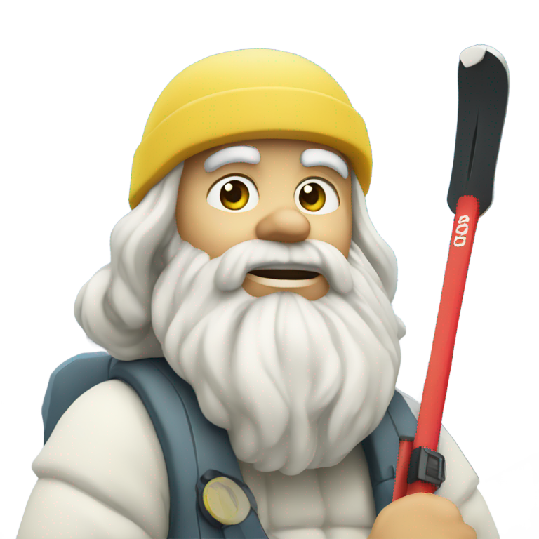 genmoji : Socrate sur des skis de montagne