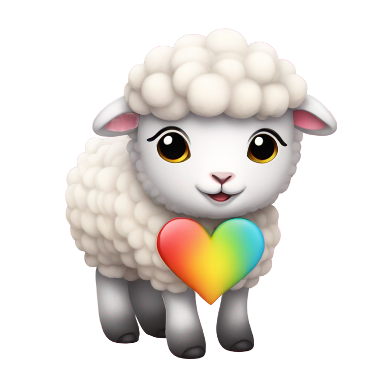genmoji: Cute  rainbow baby sheep with heart eyes