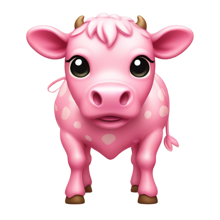 genmoji：Pink strawberry cow, full body shot