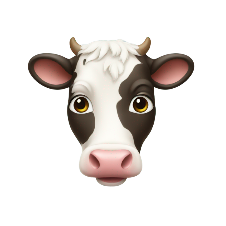 genmoji : Un cœur blanc avec un visage de vache en forme de cœur à l'intérieur.