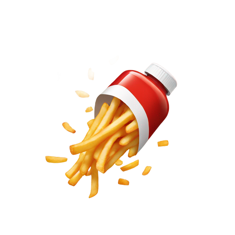 絵文字：フライドポテトにオイルをかけるボトル