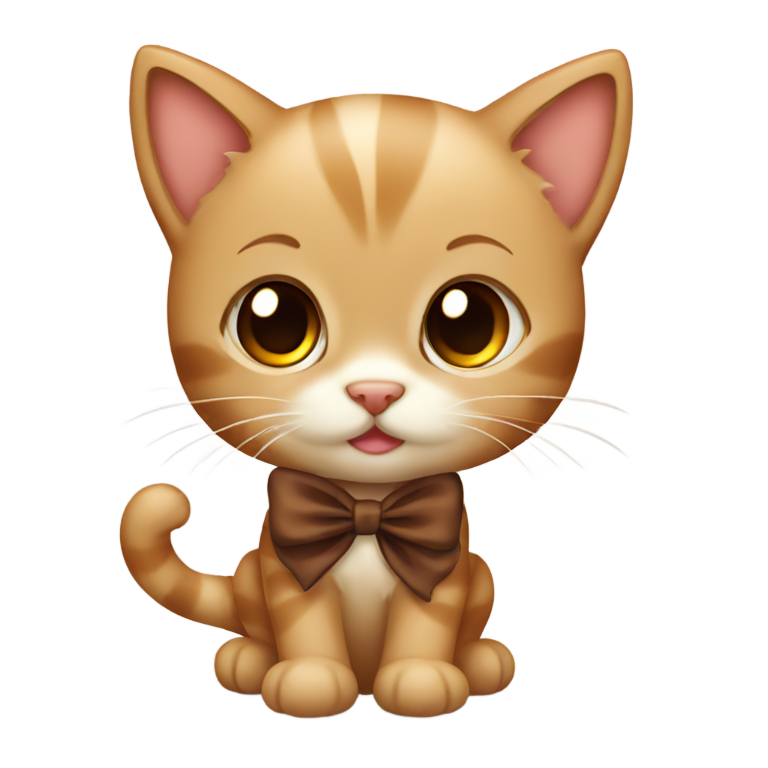 genmoji：可爱的猫咪戴着棕色蝴蝶结