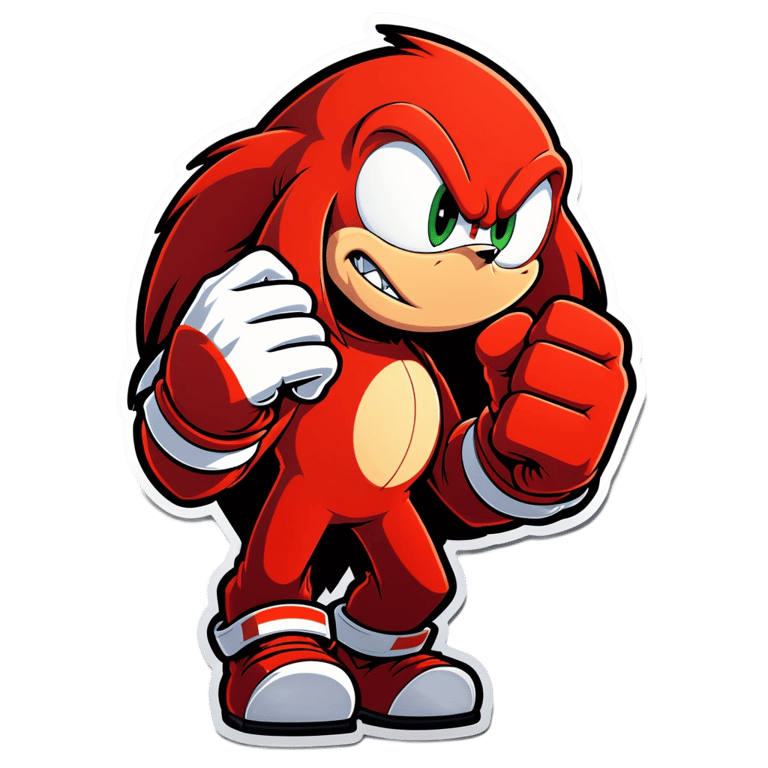 genmoji : Knuckles l'Échidné avec le poing levé en l'air