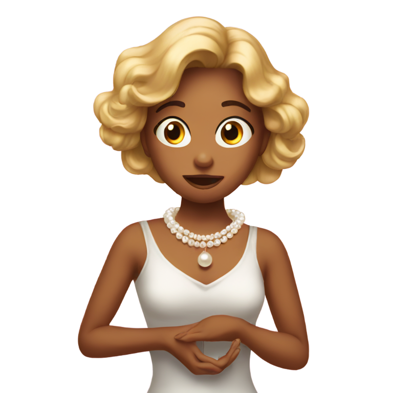genmoji：女孩震惊地抓着珍珠项链