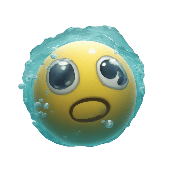 genmoji：A perfectly round ball, underwater