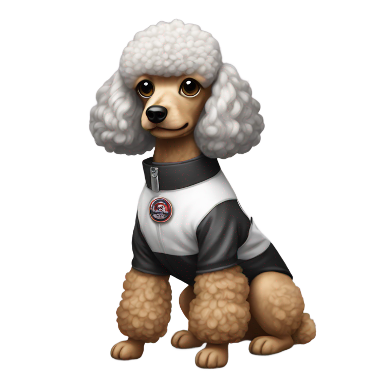 genmoji：一只穿着法西斯服装的小贵宾犬