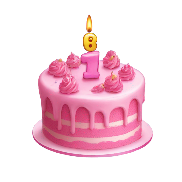 genmoji : Gâteau d'anniversaire rose avec "niv" écrit dessus et le chiffre 6.