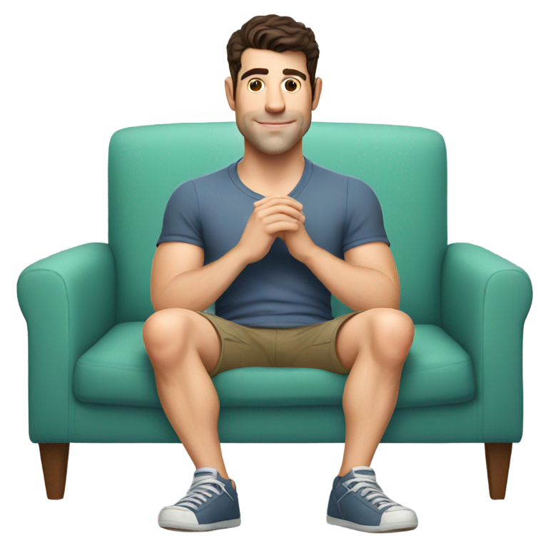 genmoji：马克斯·格林菲尔德穿着短裤坐在沙发上