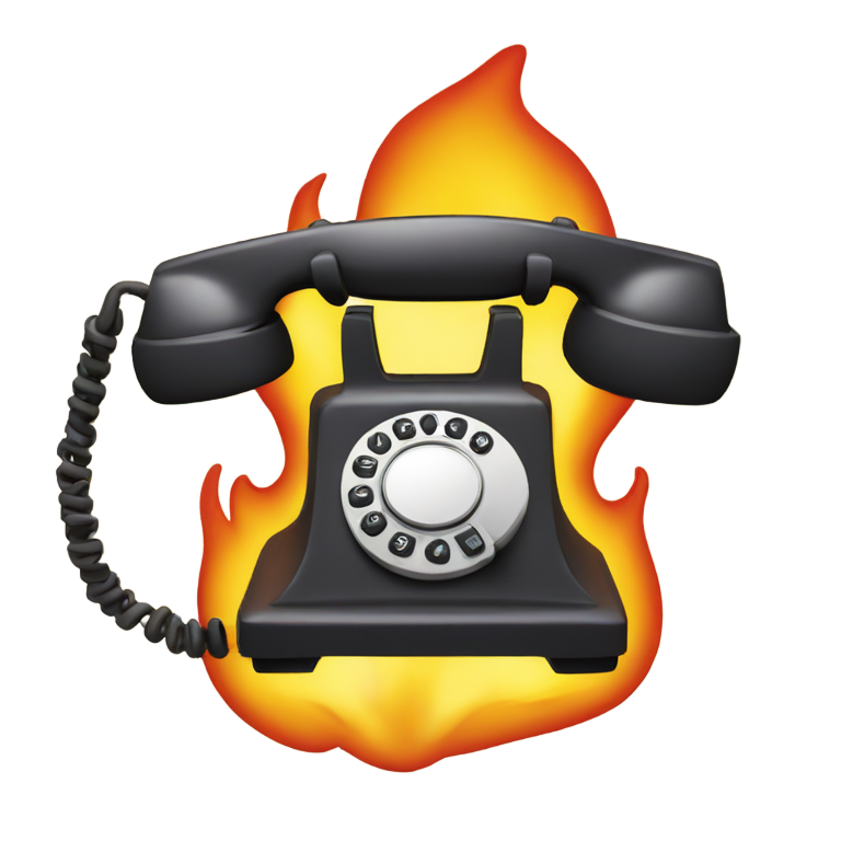 genmoji: old style phone (not a mobile phone) on fire
