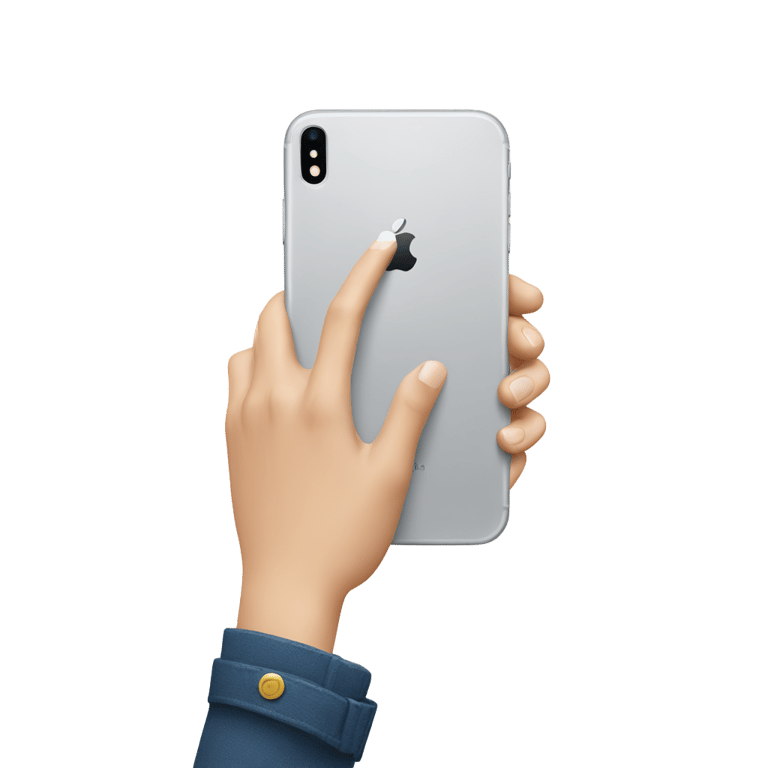 genmoji : One white hand having an Iphone into