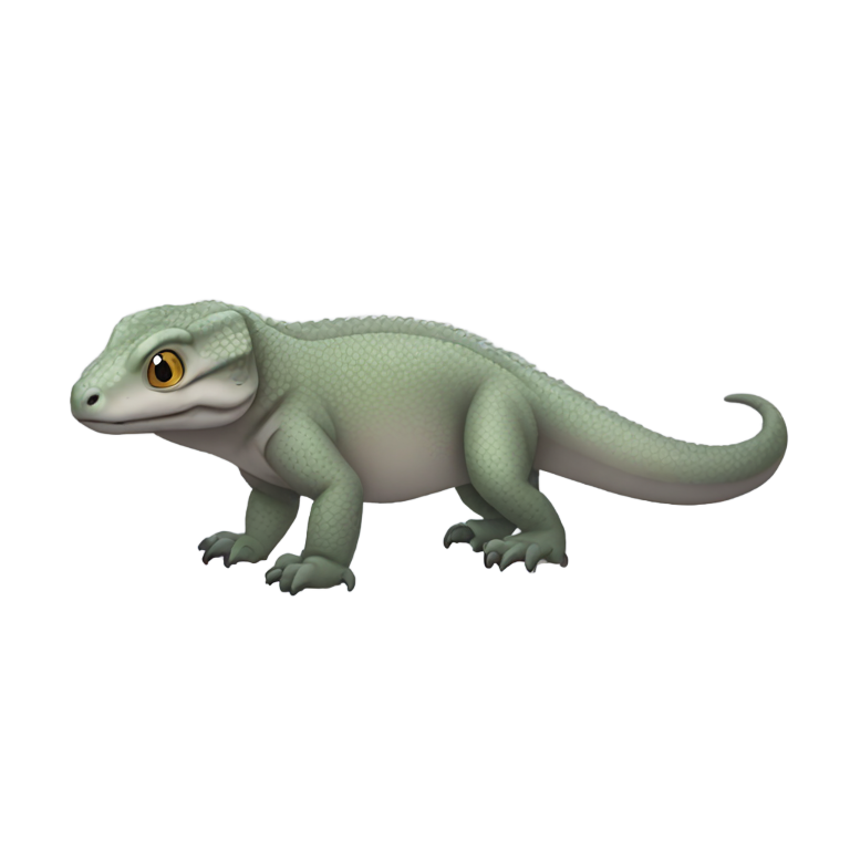 genmoji : Un adorable dragon de Komodo gris