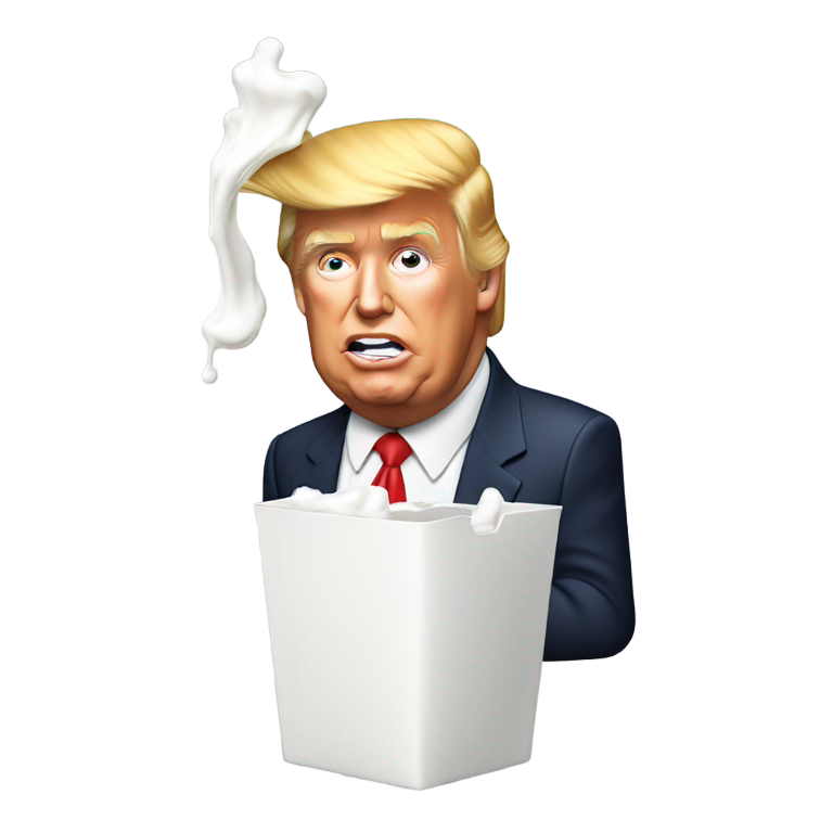 genmoji : Donald Trump buvant directement à un carton de lait