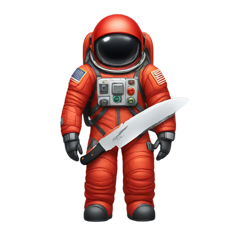 genmoji：红色宇航员持刀