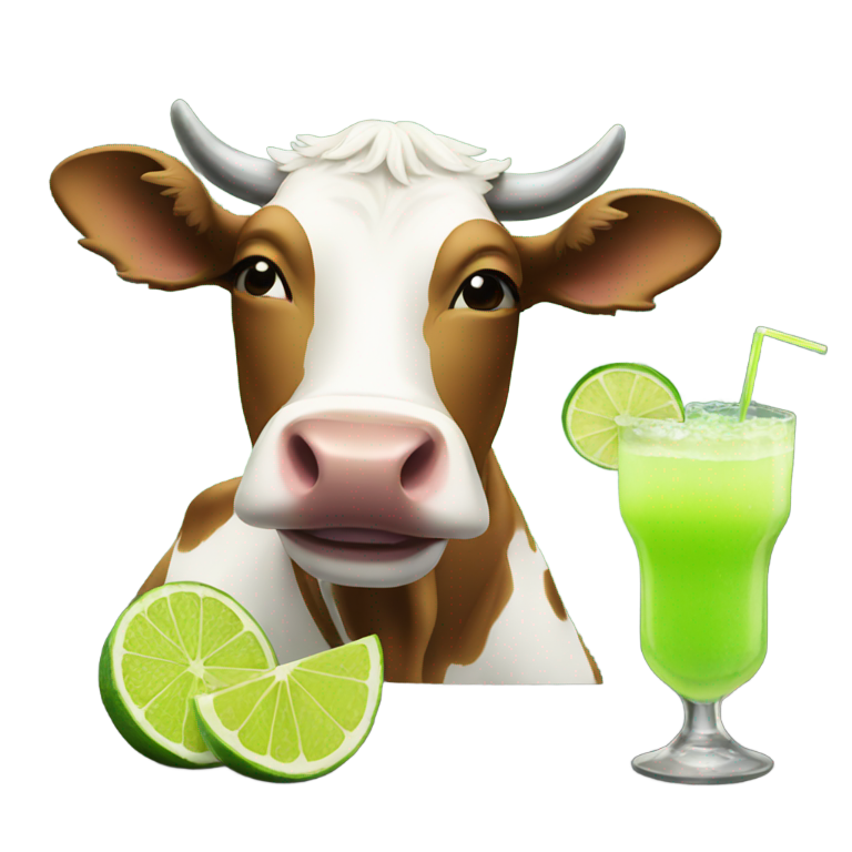 絵文字：マーガリータを飲む牛