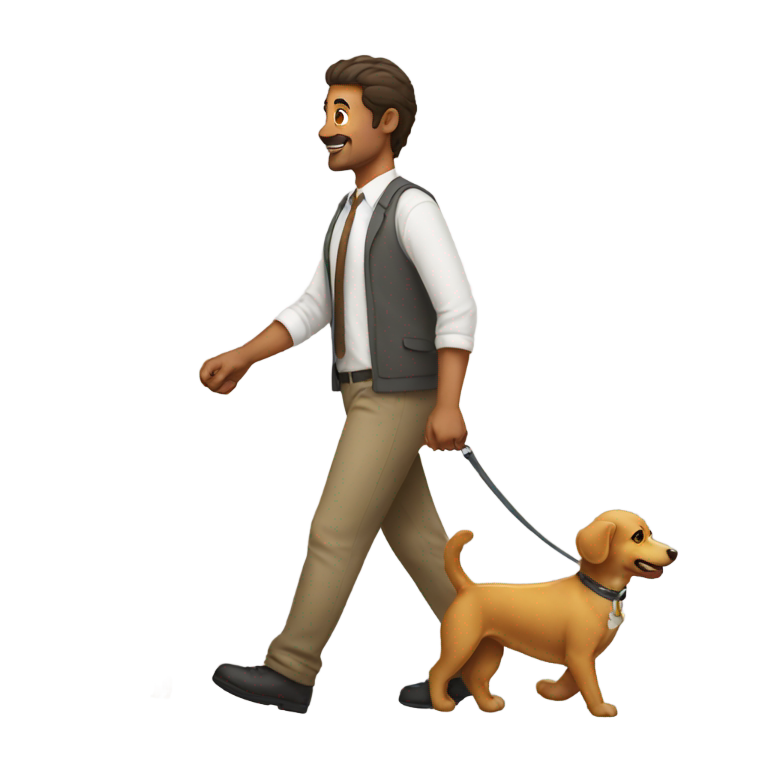genmoji: A man walking a dog