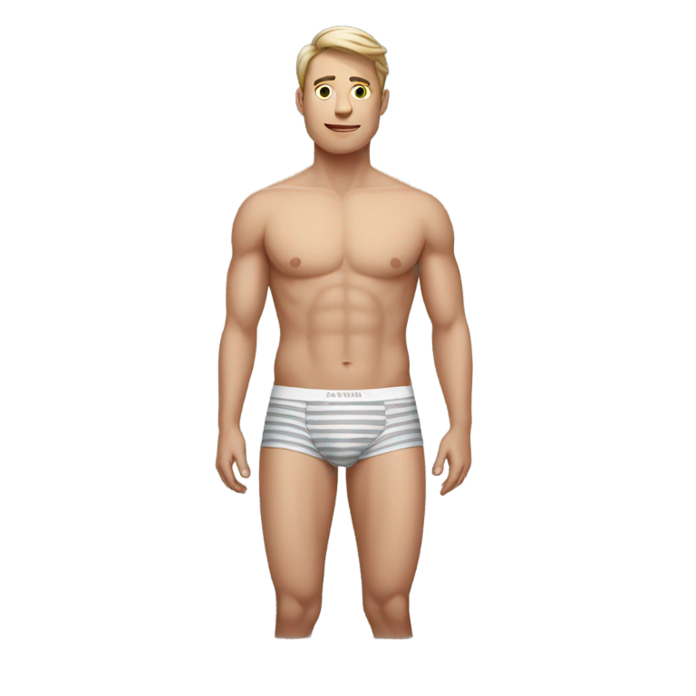 genmoji：身穿灰白条纹内裤的男人