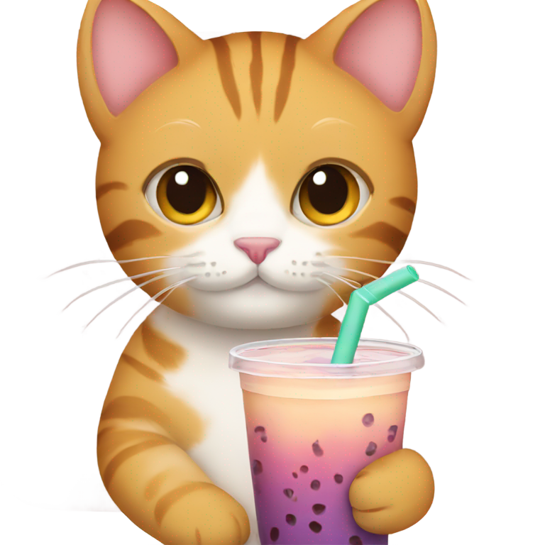 genmoji : Chat tenant un thé boba
