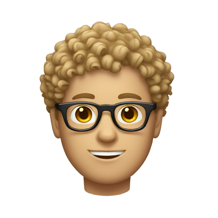 genmoji：戴眼镜的卷发白人T恤男