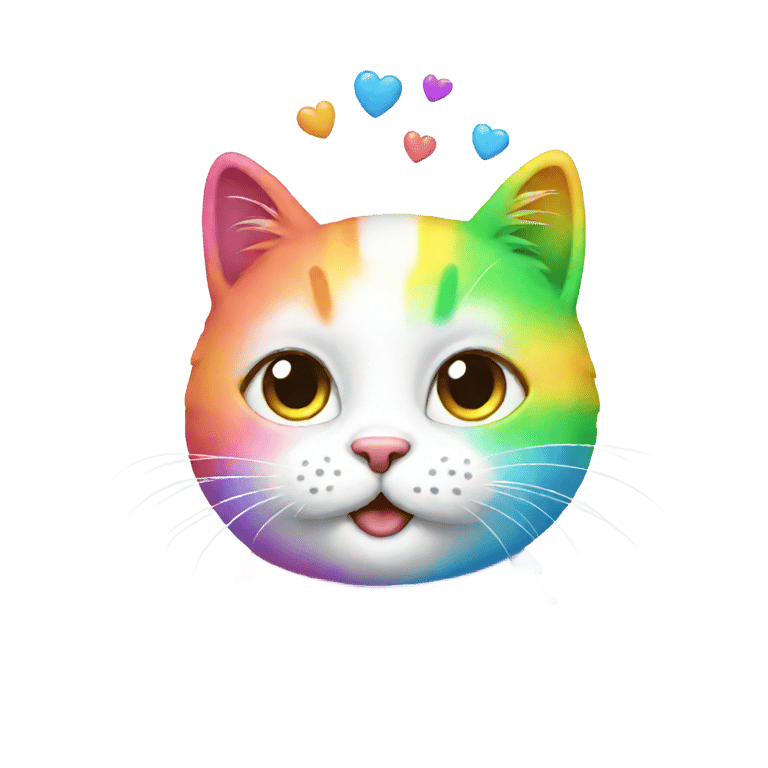 絵文字：レインボー シンプル かわいい猫