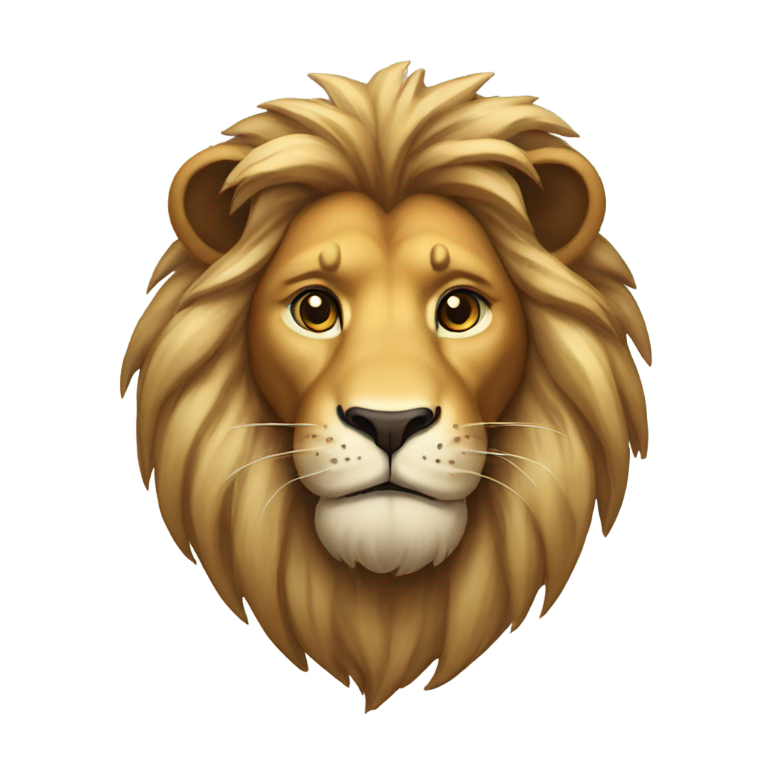 genmoji：思考中的狮子，一侧眉毛扬起，爪子托腮，略显困惑的表情