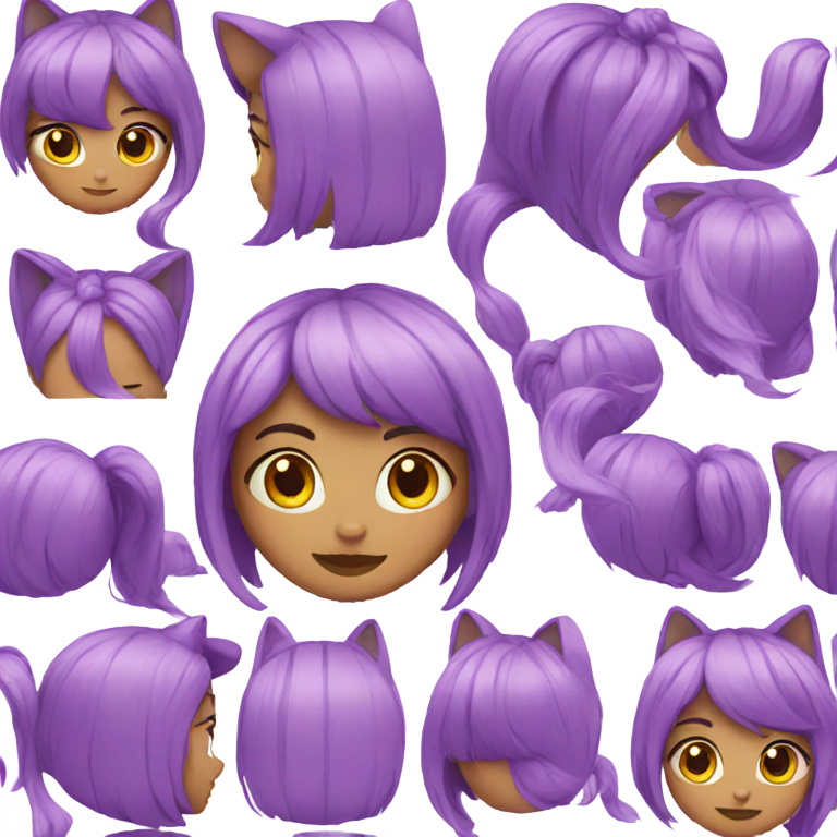 genmoji：紫发女孩，头发像猫耳