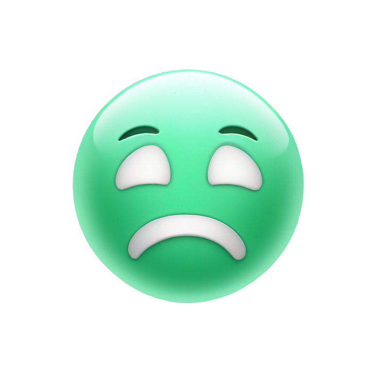 genmoji：A mint green smiley face that is scared