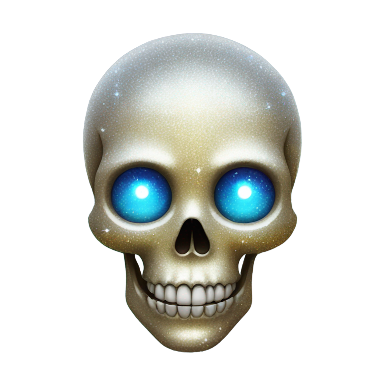 genmoji: A skull with EYES that sparkle with gitter